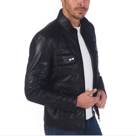 Mens Black Leather Jacket - Picture 3 of 4